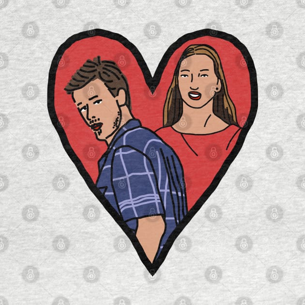 Distracted Boyfriend Meme Couple in Heart Valentines Day by ellenhenryart